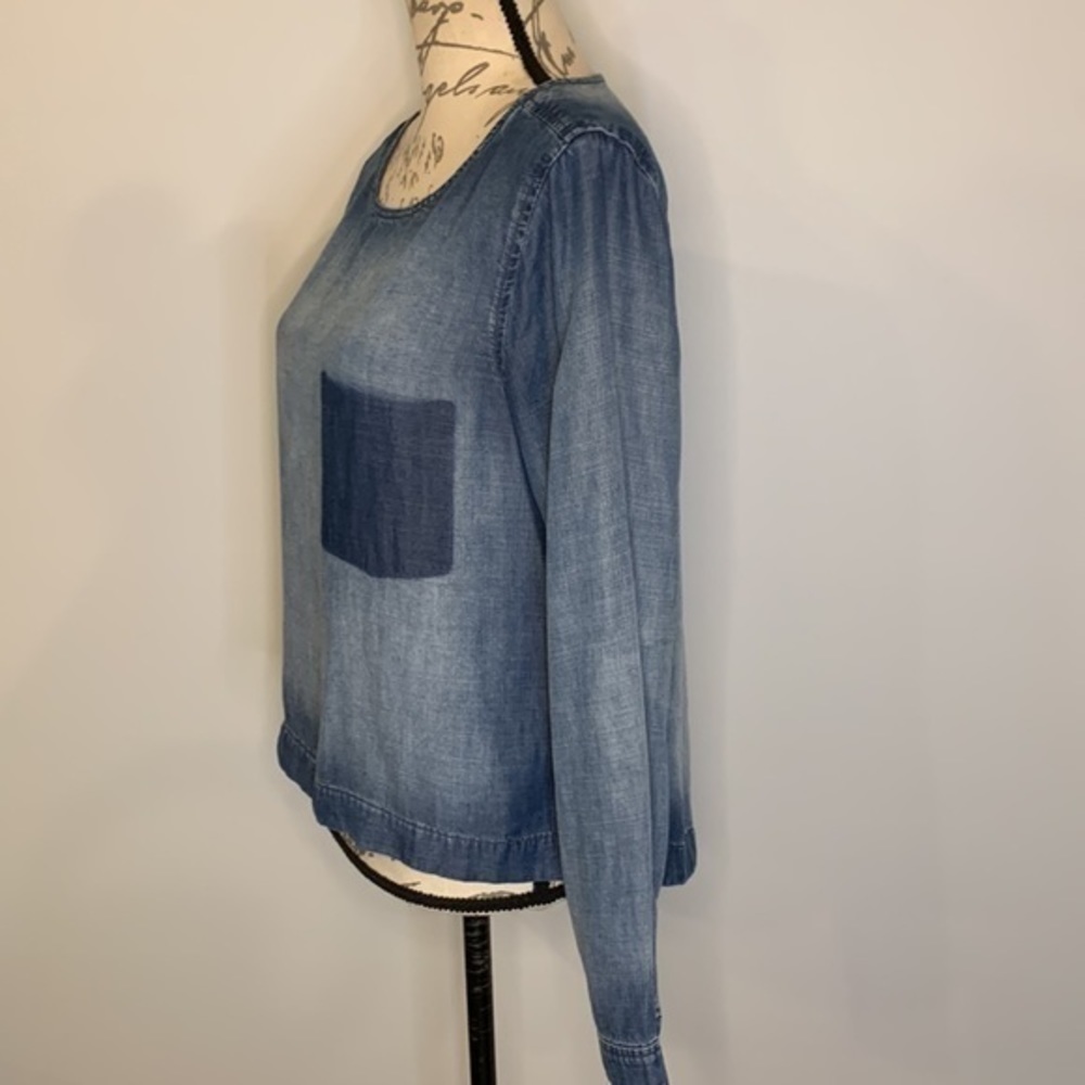 Anthropologie Cloth & Stone lace back chambray top S - Picture 3 of 8
